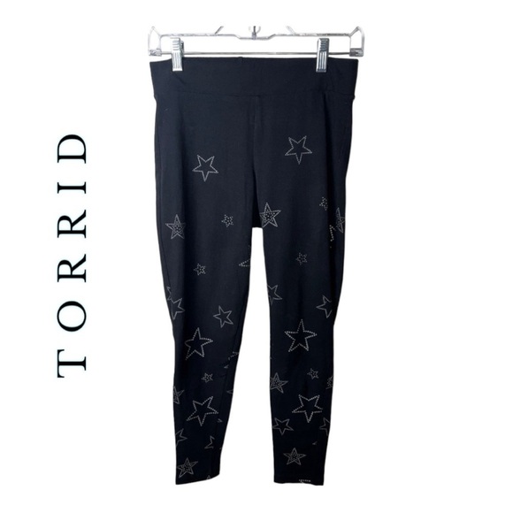 0161W. TORRID STAR LEGGINGS‎ SIZE LARGE BLACK IN COLOR - Picture 1 of 9